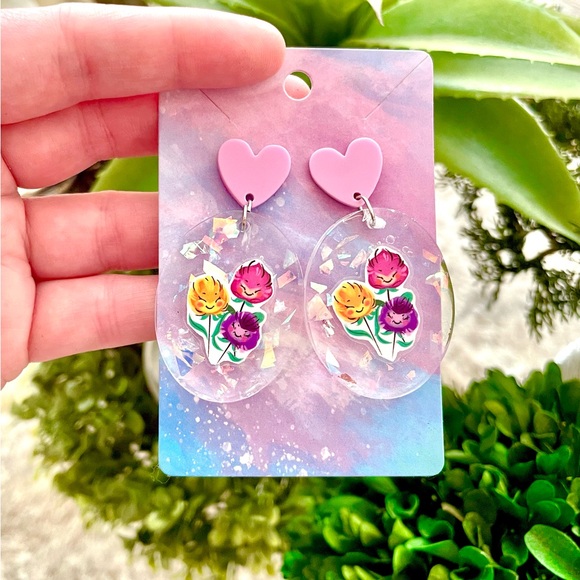 Singing Flowers Acrylic Earrings - Picture 3 of 5